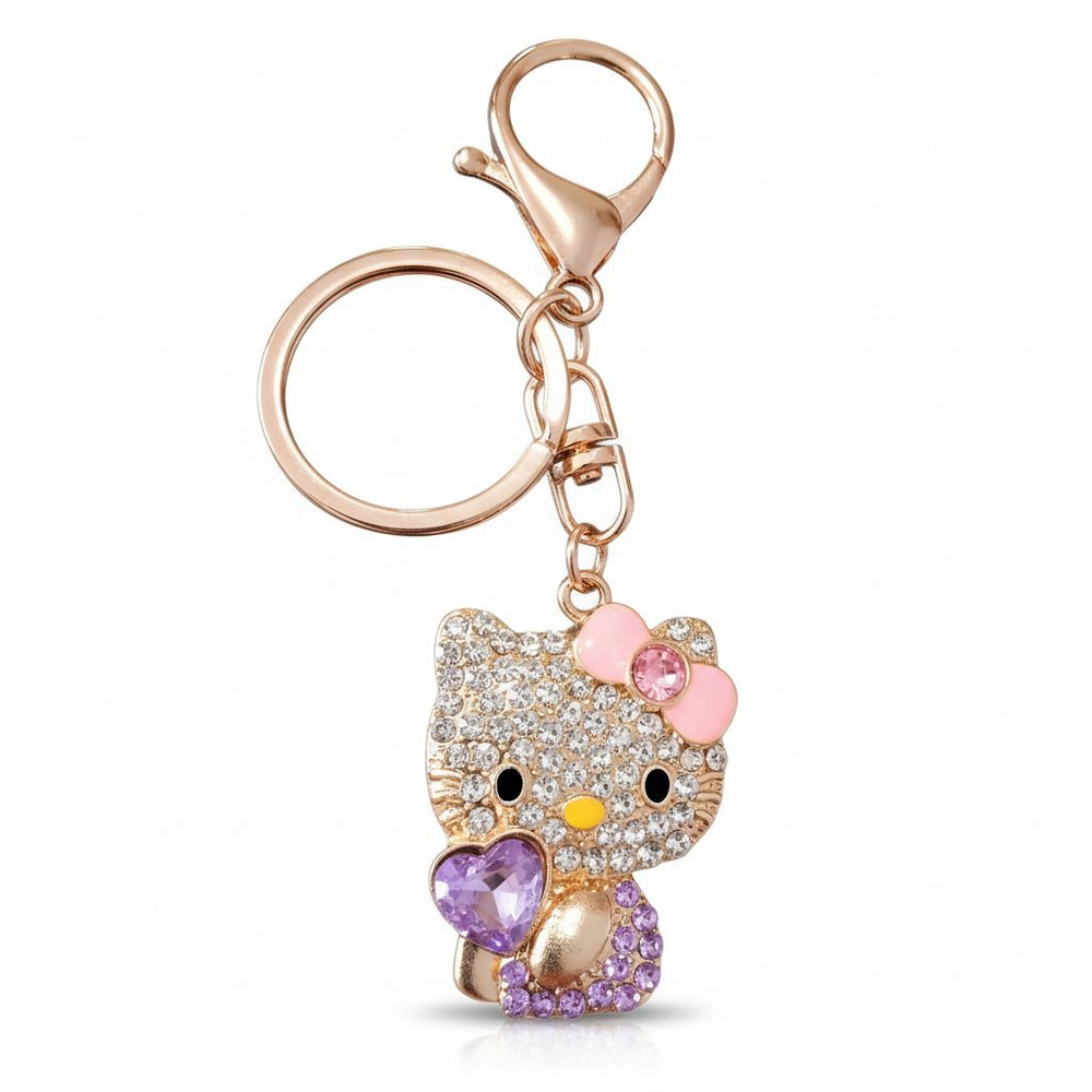Hello Kitty Character Rhinestone Keychain Purse Charm in Lavender NWT